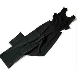 NWT BCBG MaxAzria Rossana in Black Satin Wide Leg Cutout Jumpsuit 2 x 32